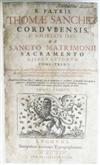 LAW SANCHEZ, TOMAS, S.J. De sancto matrimonii sacramento disputationum libri tres. 1625